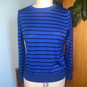 Banana Republic Royal Blue Silk Cashmere Knit Striped Sweater Size Medium